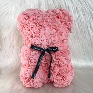 Pink Rose Artificial Teddy Bear 9" Valentine's Day Birthday Day Gift